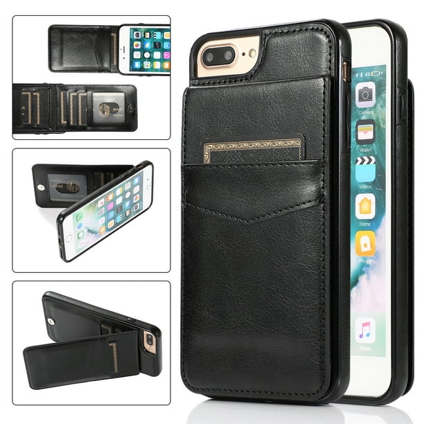Cover for Leather Kickstand Extra-Shockproof Business Card Holders Mobile Phone case Flip Cover iPhone 8 Plus Flip Case 